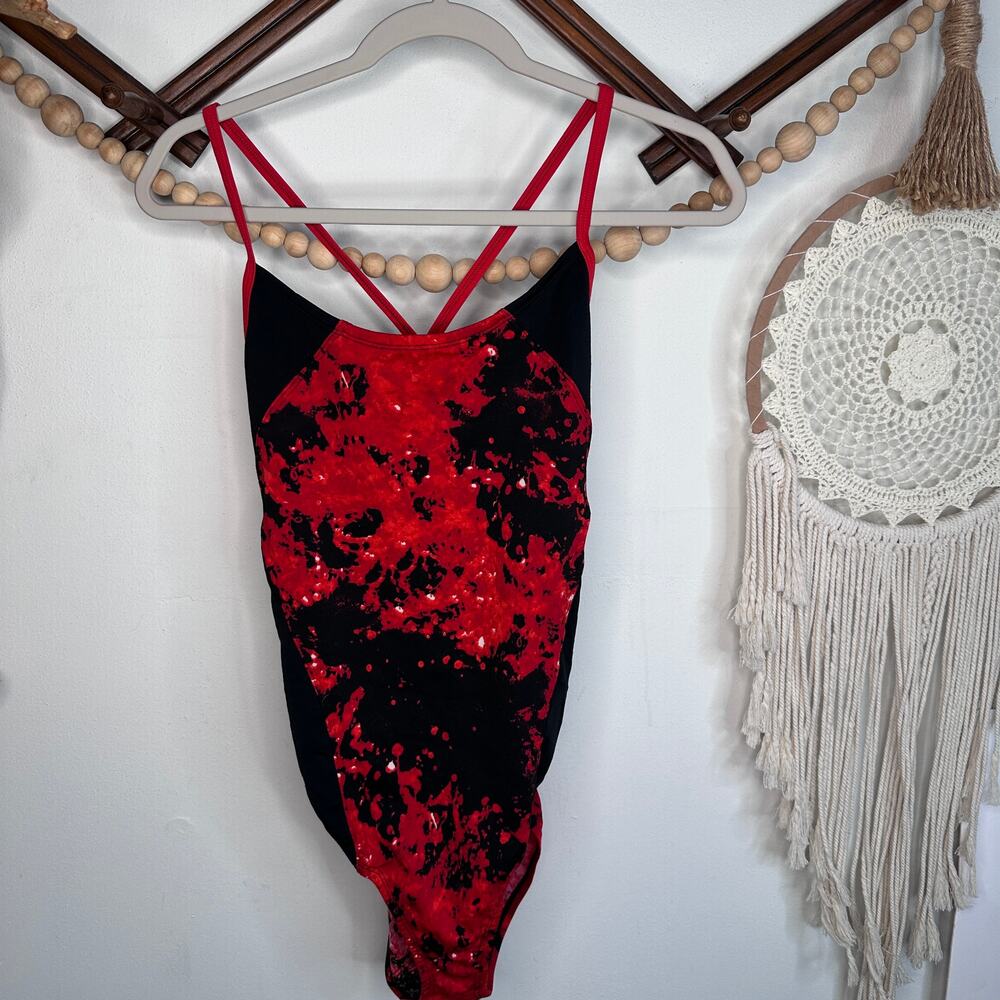 Speedo Black Red Competitive One Piece Swimsuit